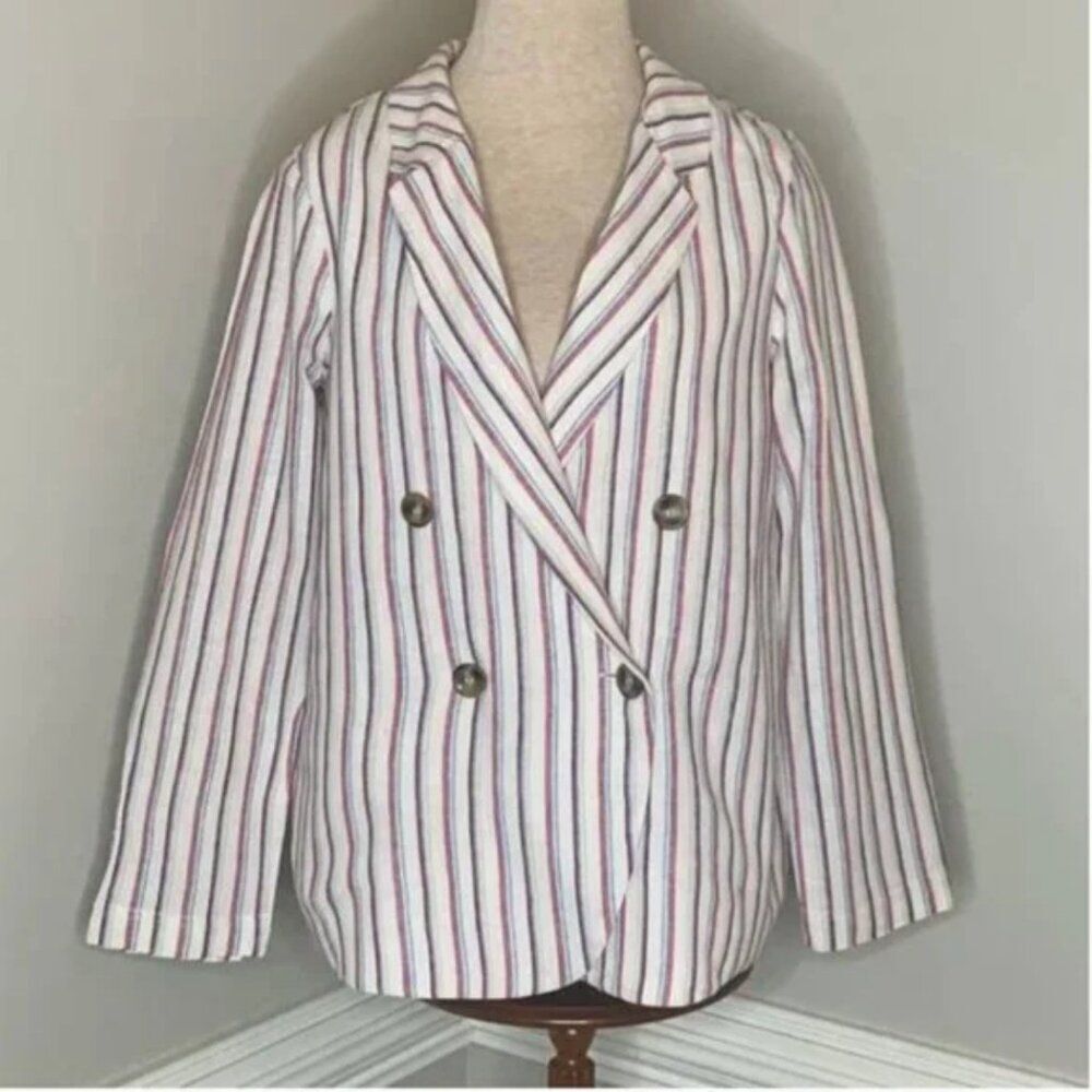 Anthropologie Dolan Anna Double Breasted Blazer Linen Cotton Blend Size Small